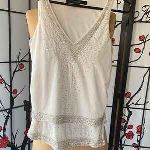 Express Ivory Embellished Tank Top